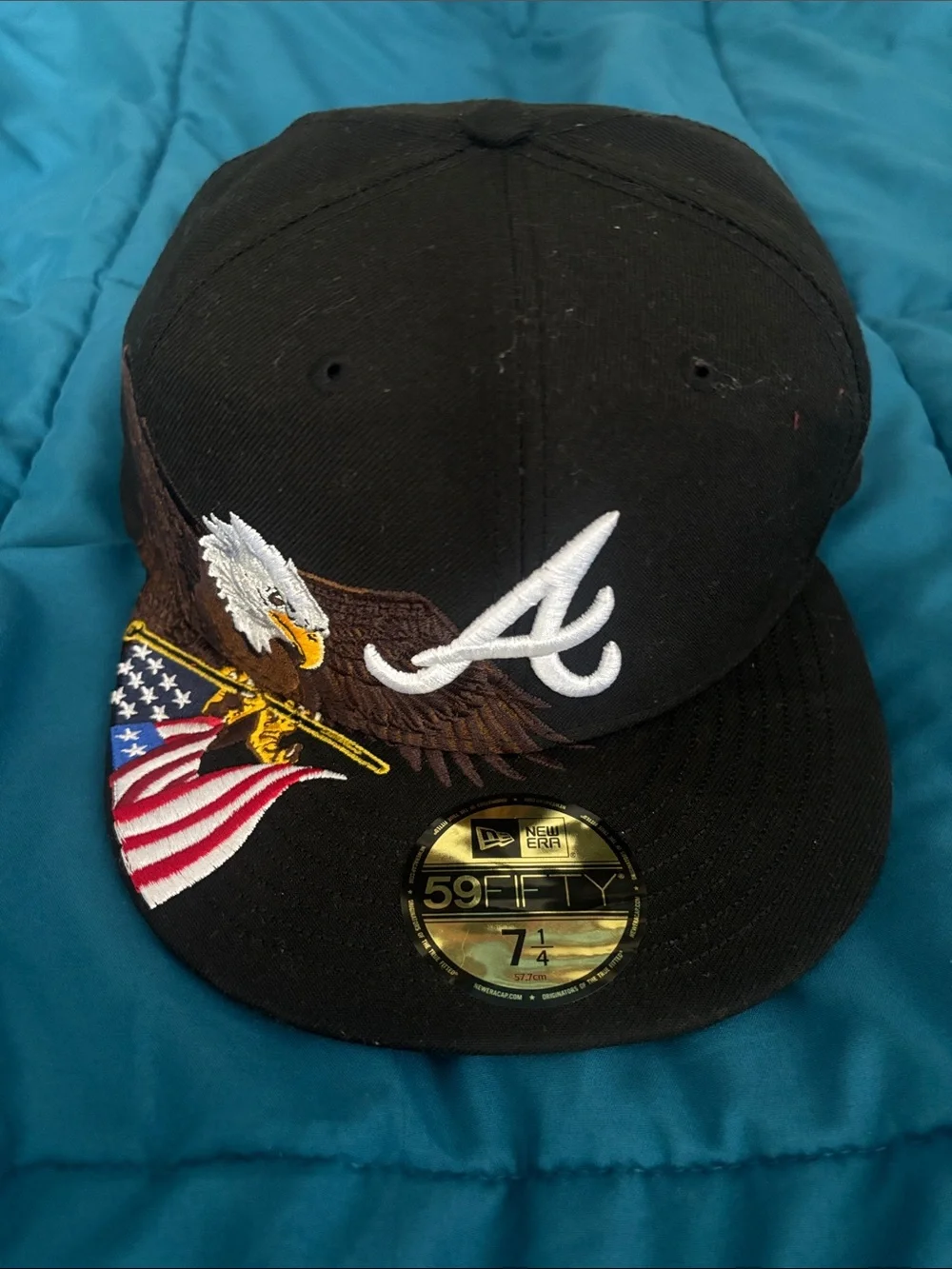 New Era Black Atlanta 'A' Eagle & Flag 59FIFTY Fitted Cap